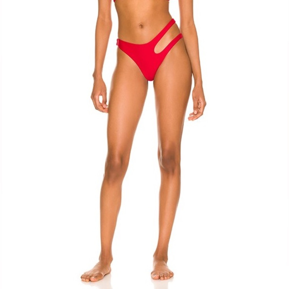 NWT SUPERDOWN Cherry Red Cut Out Misty Swim Bikini Bottom size XXS
